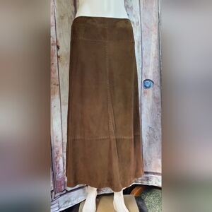 Margaret Oleary Skirt M Brown Suede Leather Skirt Soft Chocolate 31 " Waist